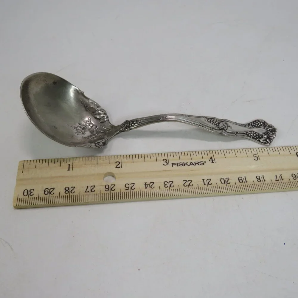 Vintage Grape 1847 Silver Plated Rogers Bros A1 Small Sauce Ladle Tarished